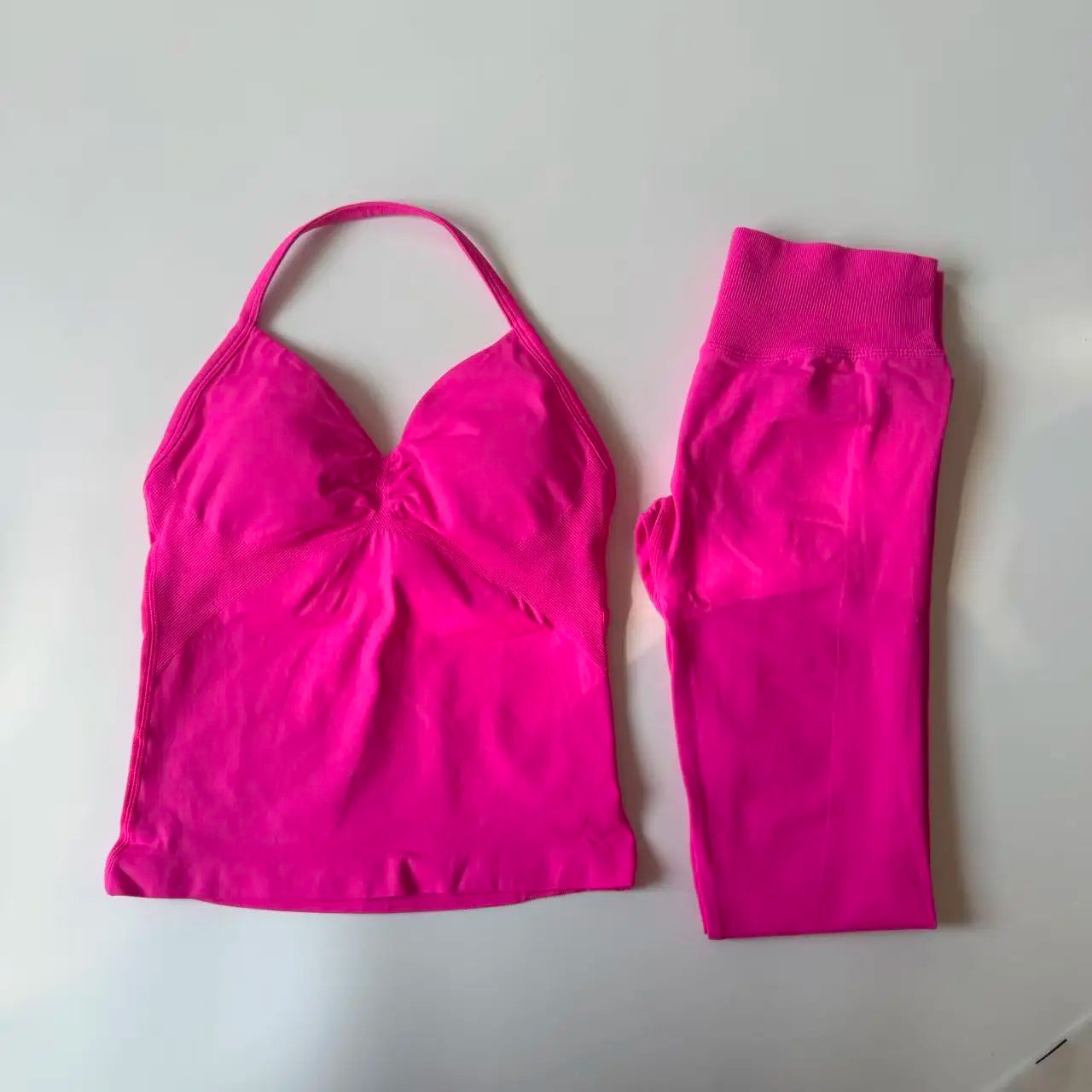 2 Pieces Set Yoga Leggings Set Women Backless Tank Tops High Waist Scrunch Gym Suit Fitness Clothes Outfit Yoga Set