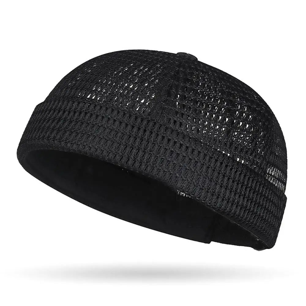 New Mesh Breathable Brimless Melon Skin Hat Summer Ultra-Light Adjustable Docker Beanies Hat Outdoor Hip Hop Sailor Landlord Cap