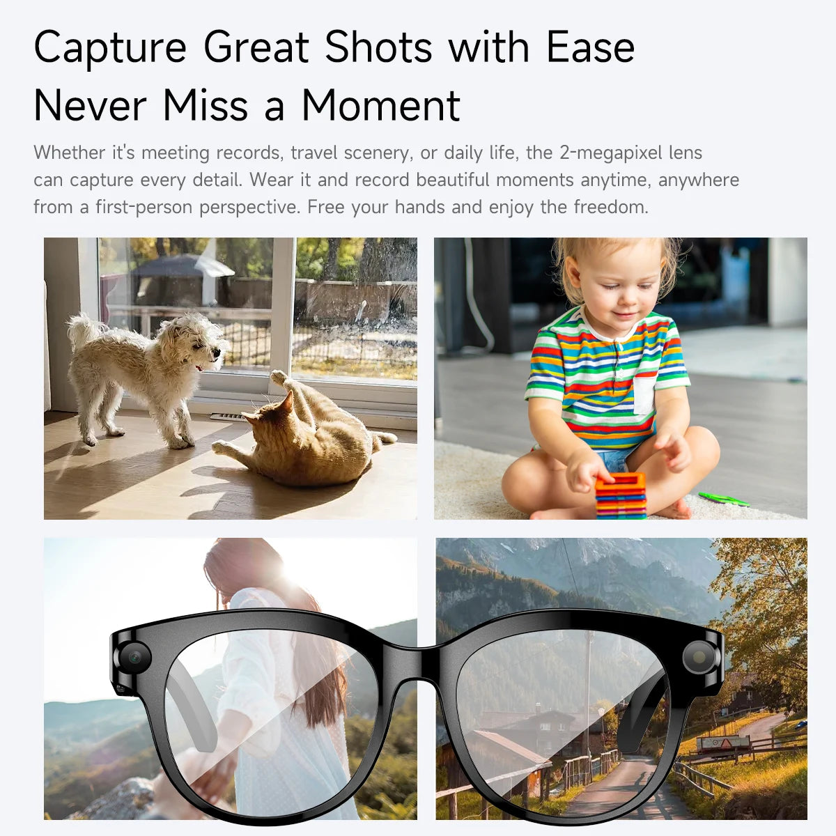 NEW AI Smart Glasses HD Camera LED light AI Translation Dialogue 290mAh Battery Meeting Video Record Outdoor Sports Sunglasses