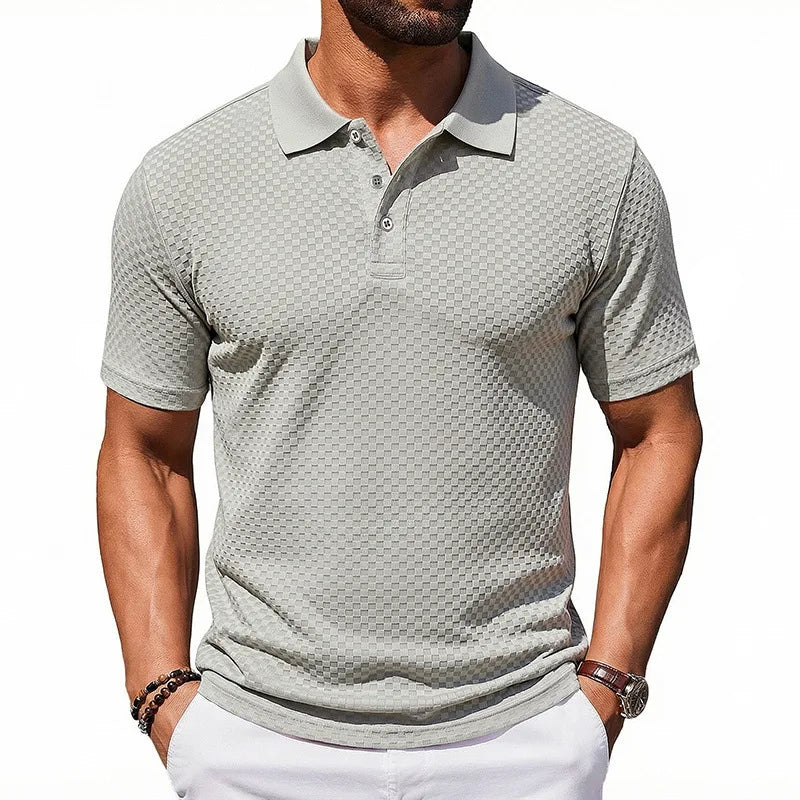 European and American popular men's plaid Polo shirt, breathable casual lapel T-shirt, direct supply from  e-commerce factories