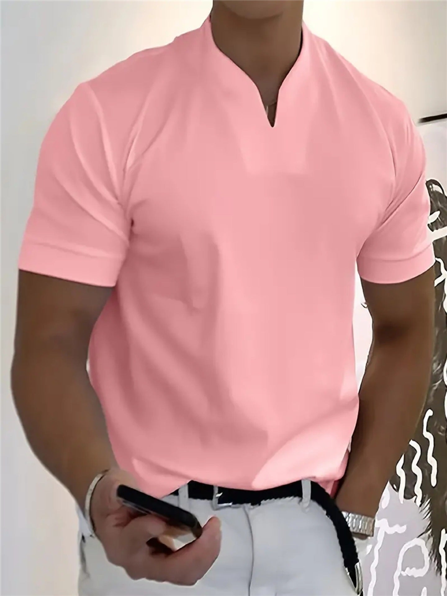 Men's Cotton Blend V-Neck T-Shirt