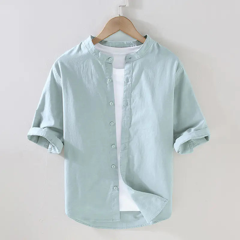 Men's Loose Linen Short Sleeve Shirt - Summer Style