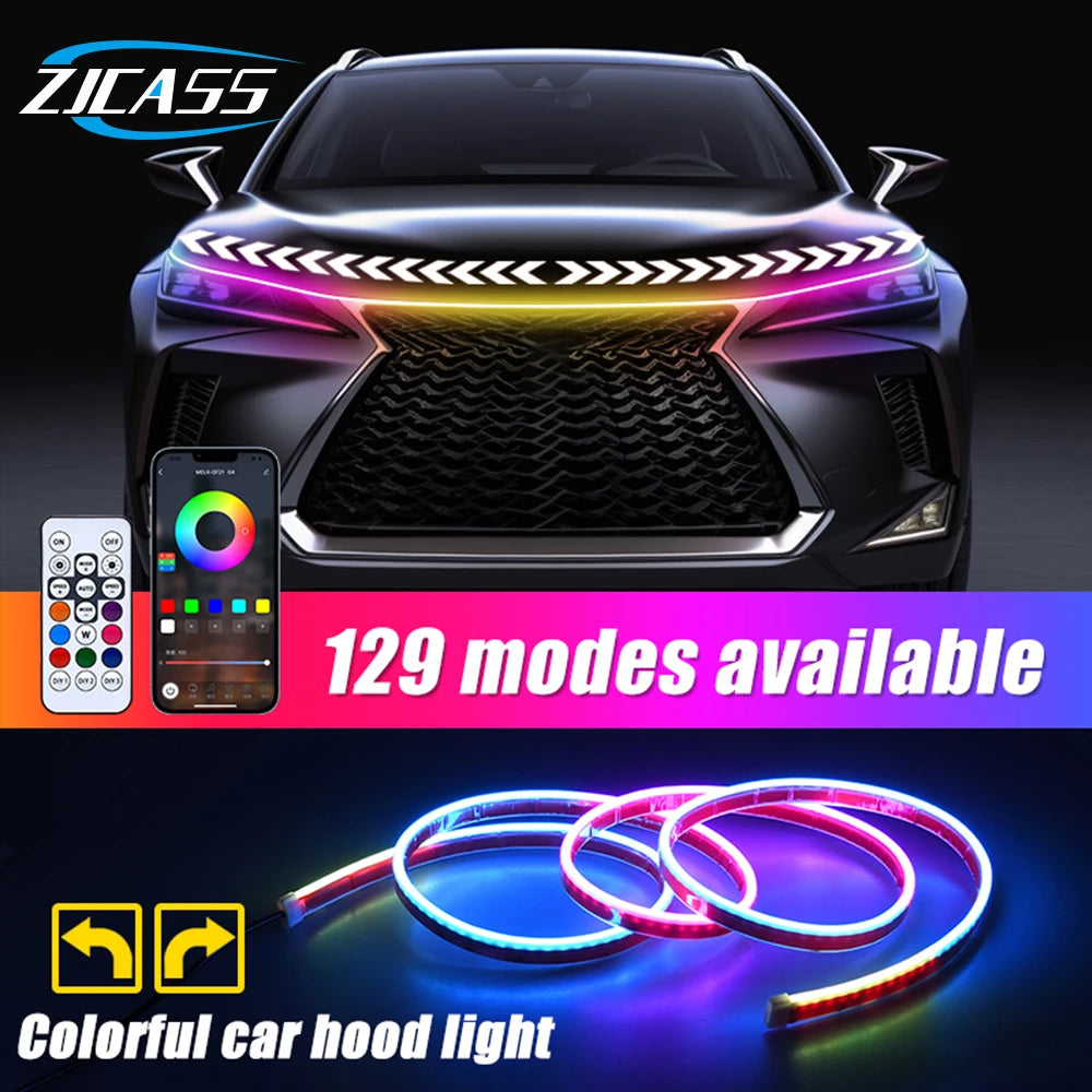 Hood Light Daytime Running Lights Automotive Supplies  APP Control Multi-function Led neon Strip Running Lights For 12V Car