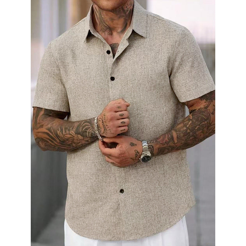 Mens Solid Color Short Sleeve Knitted Shirt