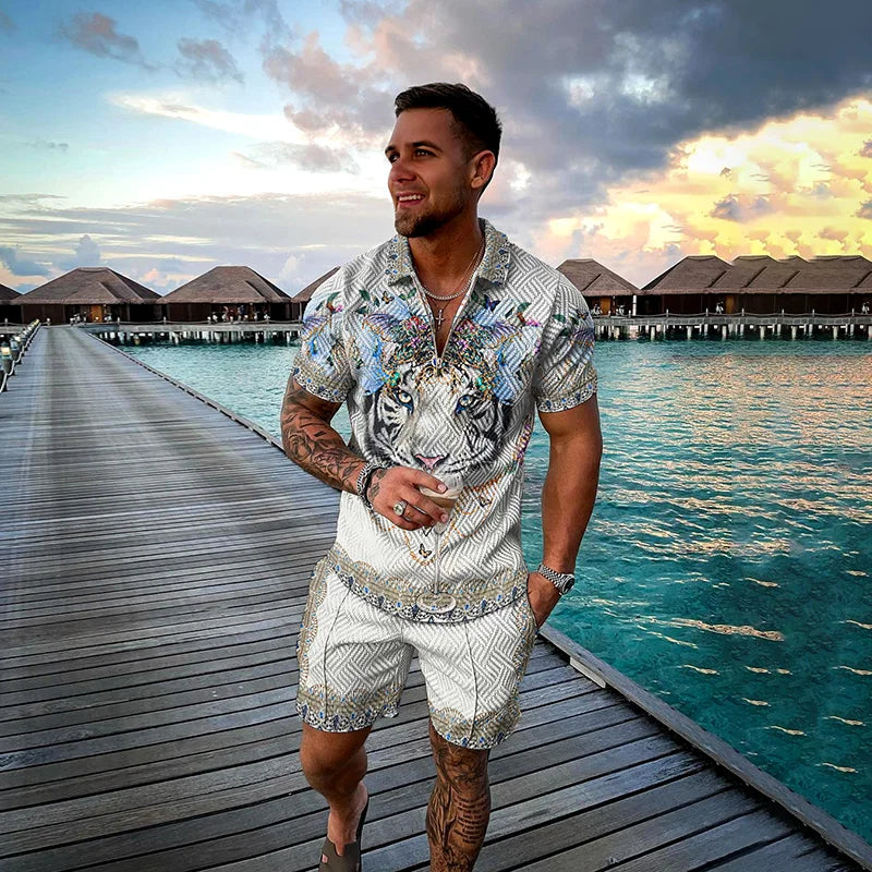 Fu Polo Shirt+Shorts 2 Piece Outfit