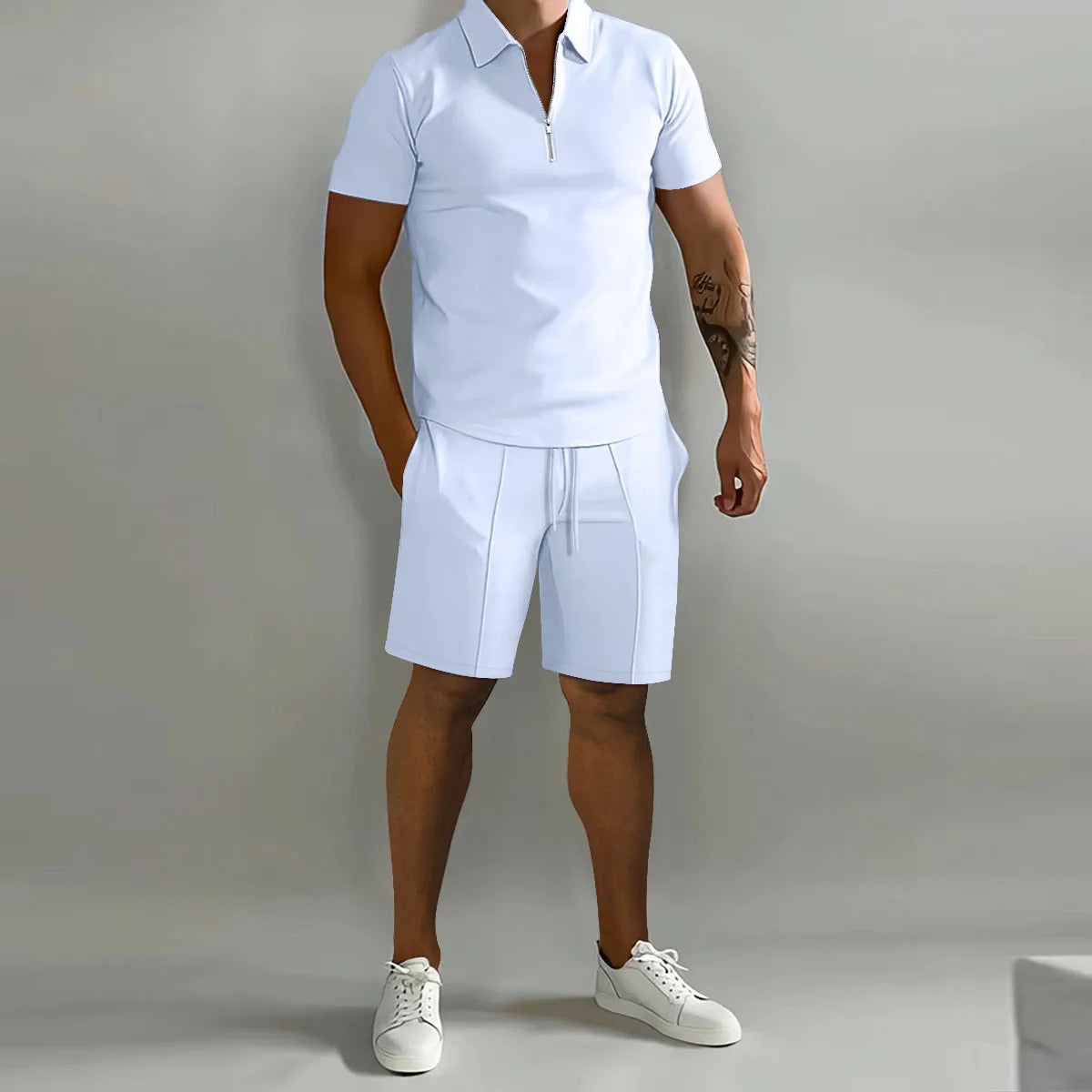 2026 Summer Men's Polo Casual Loose Short Sleeve Shorts Sports Set