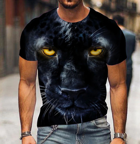 3D Printed Lion Pattern Men's Casual T-shirt (Large Size)