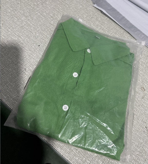 Solid-color cotton-linen shirt