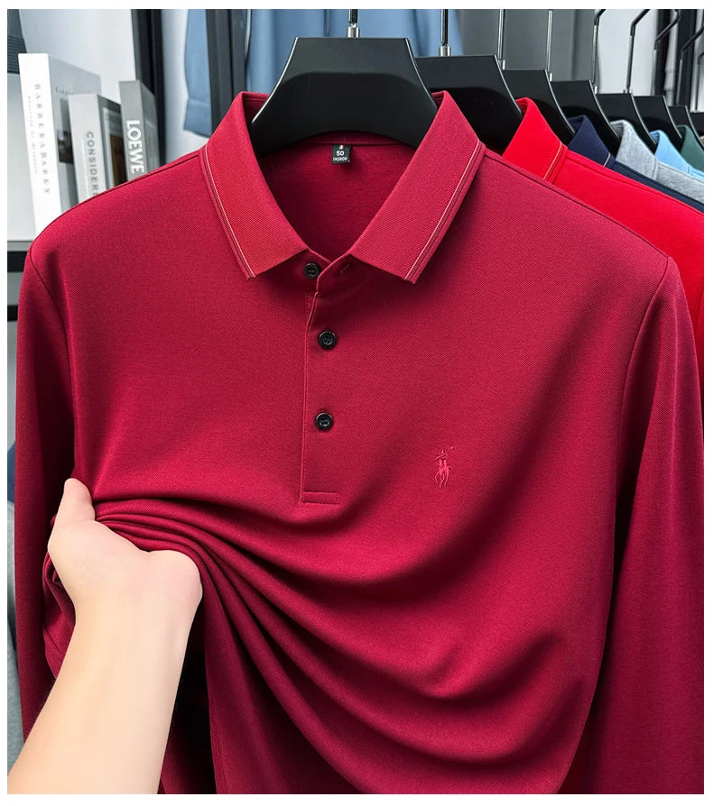 High End Long Sleeved T-shirt, Autumn New Product, Men's Polo Shirt, Middle-aged Base Top
