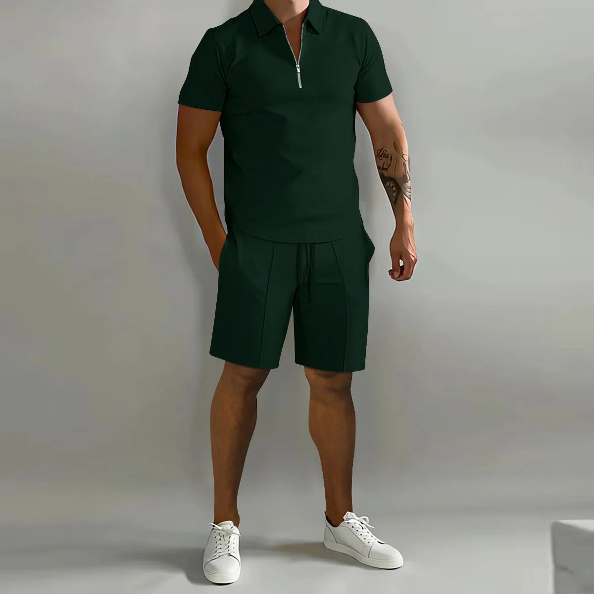2026 Summer Men's Polo Casual Loose Short Sleeve Shorts Sports Set