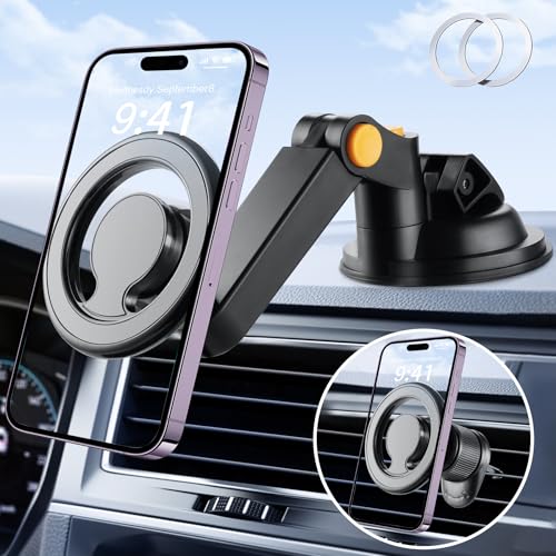 UREHEPO Magsafe Car Mount Magnetic Phone Holder for Car Car Magnetic Phone Mount for Dashboard Windshield Air Vent Car Accessories for Women Magsafe Accessories Fit for iPhone 16 15 Pro Max Plus
