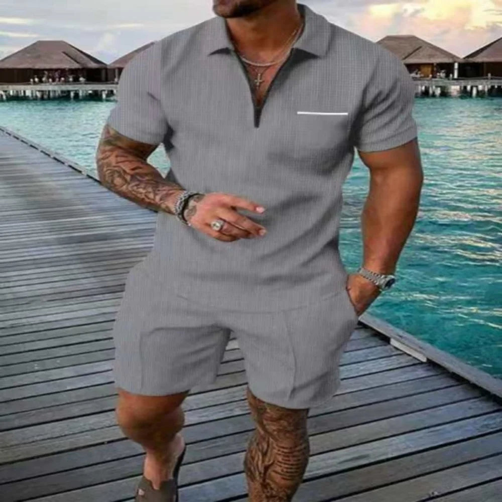 Men's summer casual sportswear set POLO shirt short