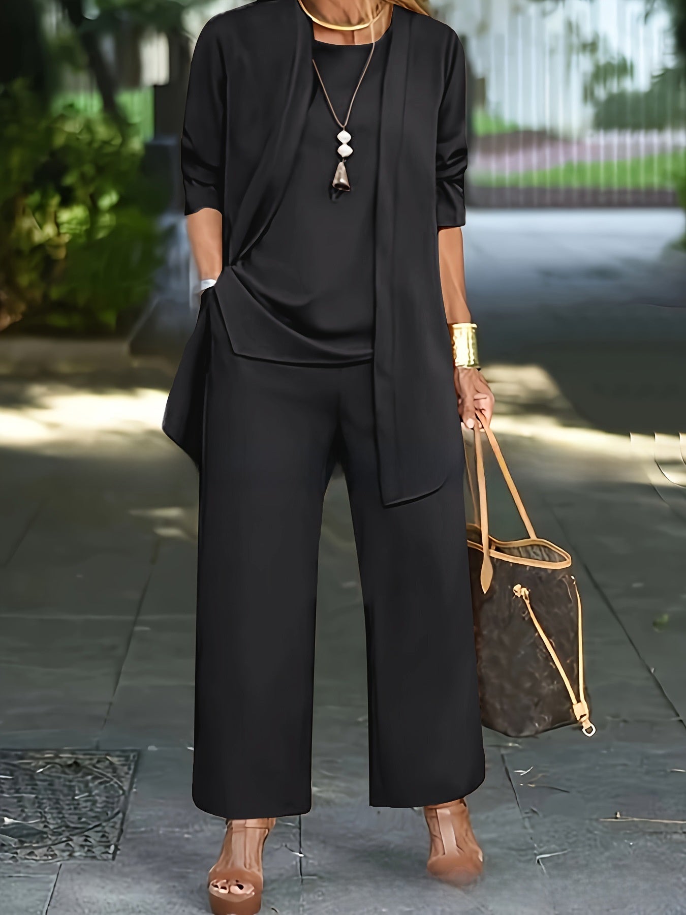 The Solid Color Split Womens Pants Suit