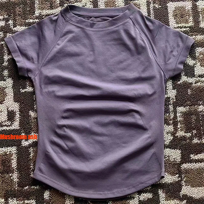 PHGYL Impact Short Sleeve Top Women Running Sports T Shirt Summer Short Sleeve Round Neck Breathable Stretchy Gym Yoga Fitness