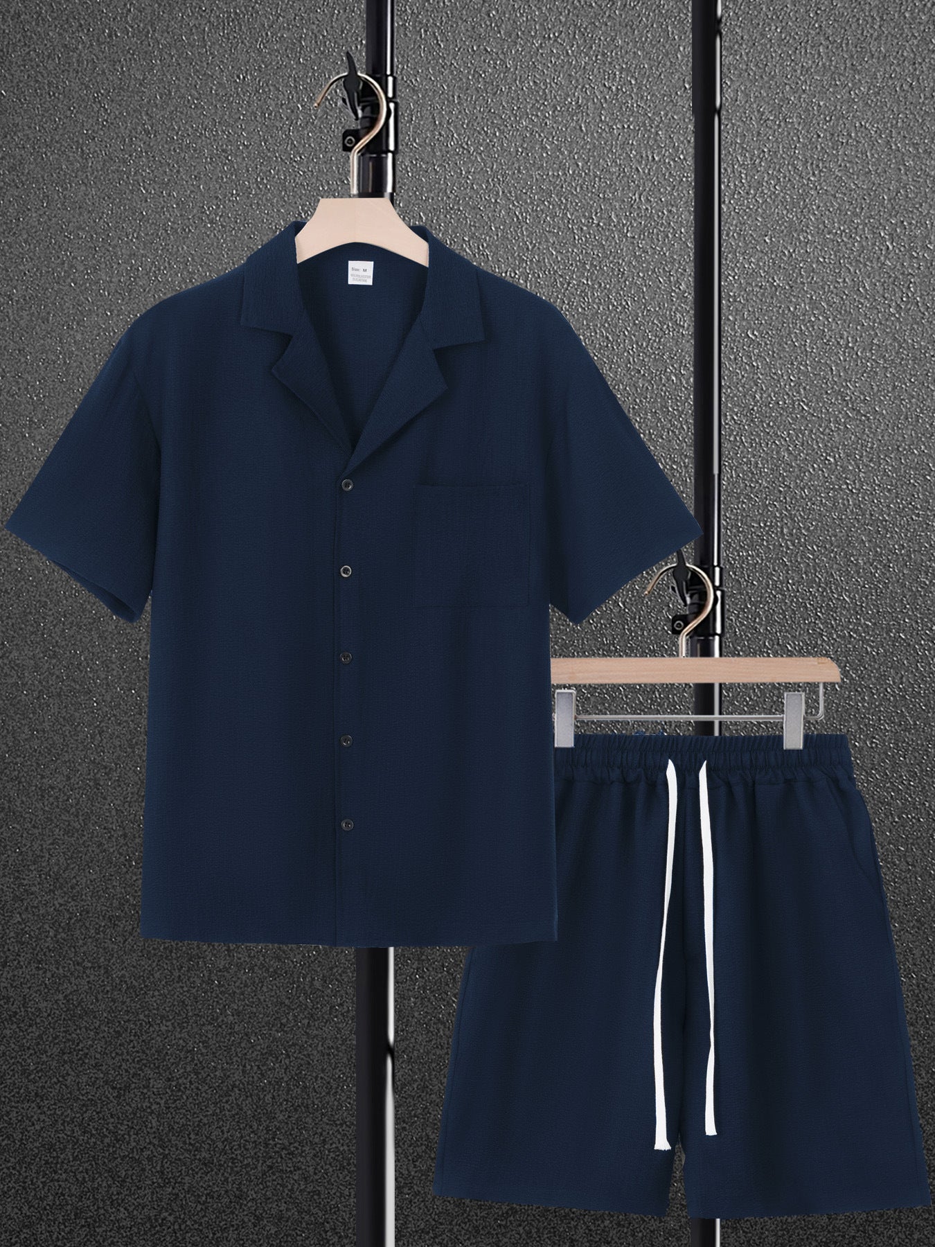Mens Cotton Linen Short Sleeve Shirt Set
