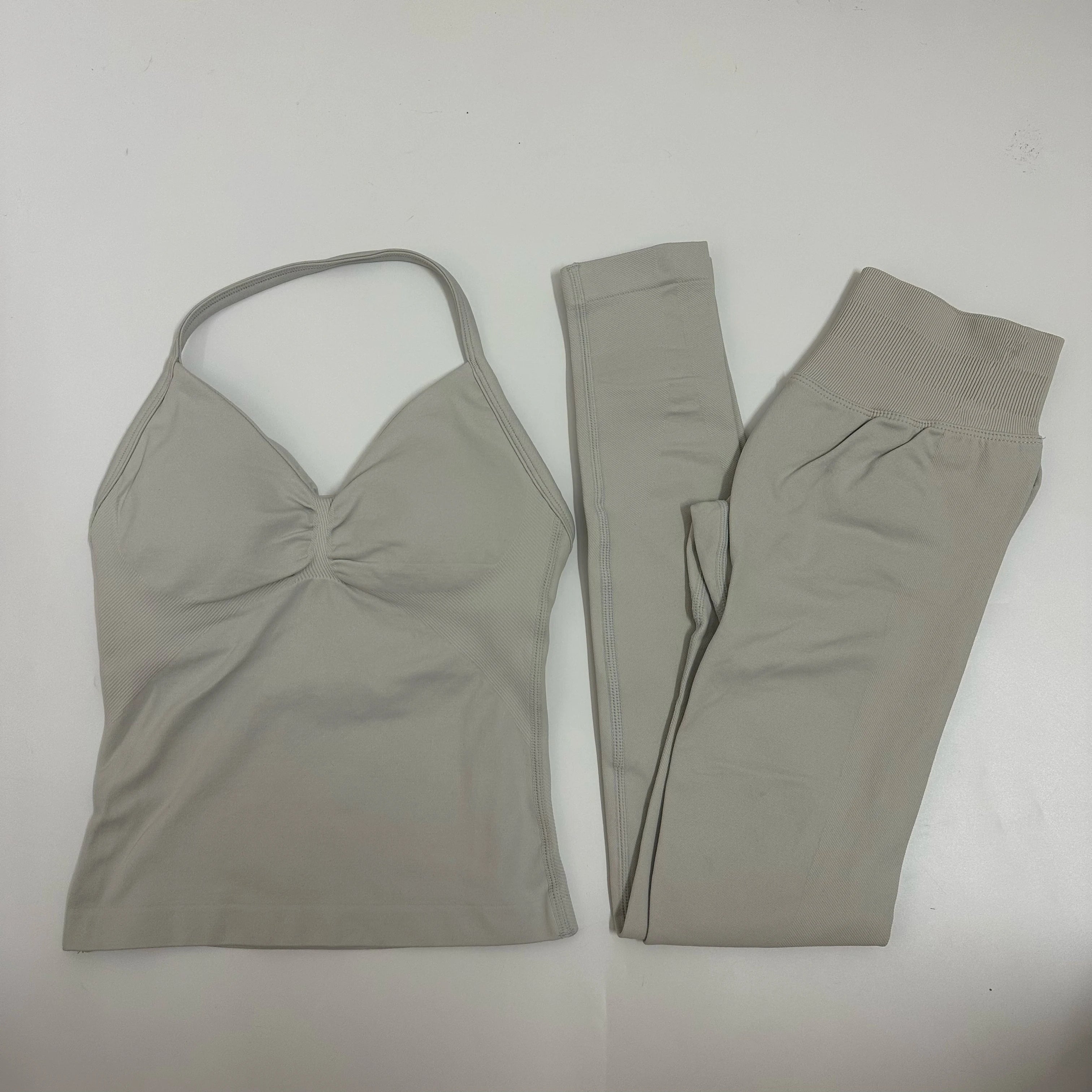 2 Pieces Set Yoga Leggings Set Women Backless Tank Tops High Waist Scrunch Gym Suit Fitness Clothes Outfit Yoga Set