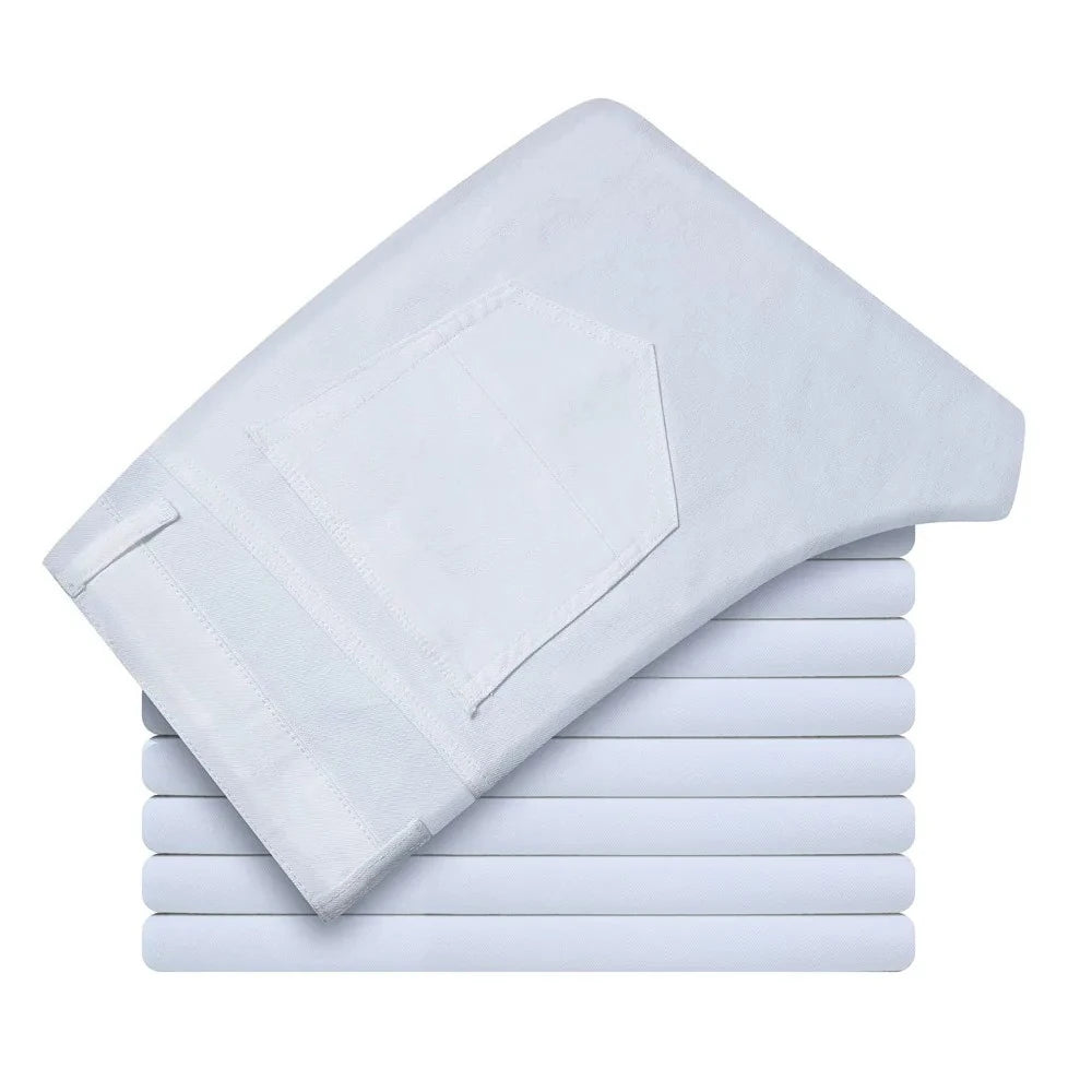 Men Slim White Stretch Pants