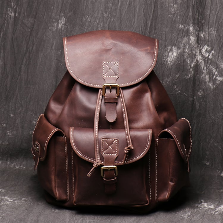 Crazy Horse Leather Backpack for Women