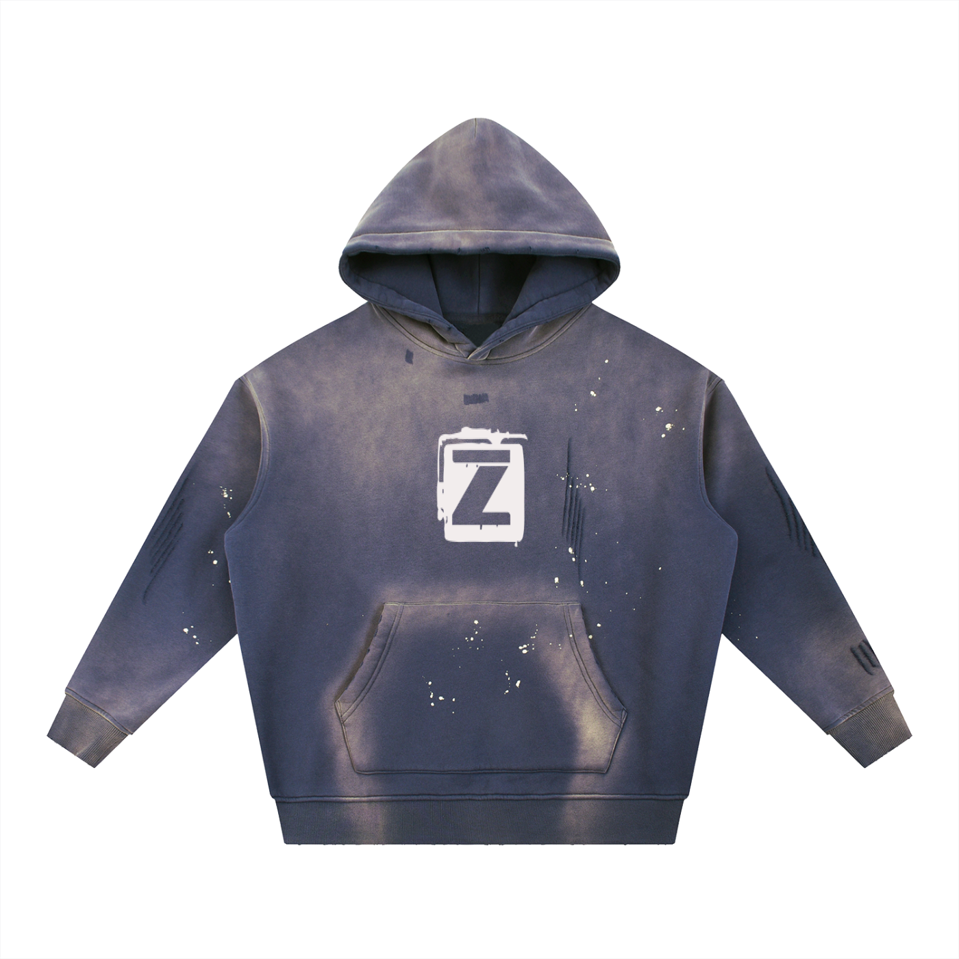 Vintage Washed Frayed Fleece Hoodie