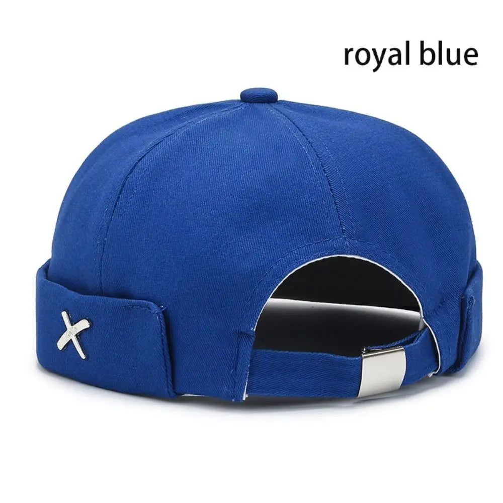 Casual Retro Brimless Hat PU Leather Adjustable Melon Skin Caps Solid Color Docker Cap Autumn Winter
