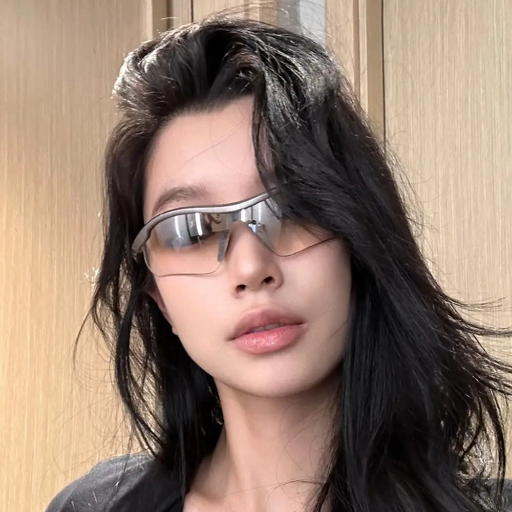 Outdoor Sports Sunglasses Fashion Women Men Semi Rimless Sun Glasses Cycling Goggles Bicycle Eyewear