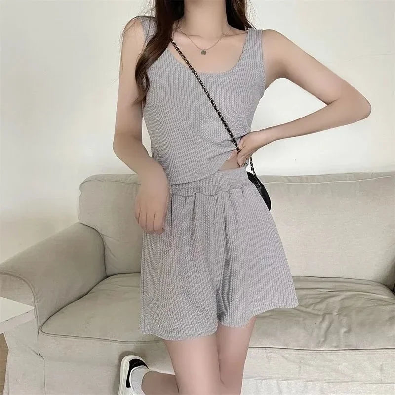 Tank Top Woman Shorts New in Matching Novelty Bottom Outfit Casual Stylish Full Light Features Kit Short Sets for Women 2 Pieces