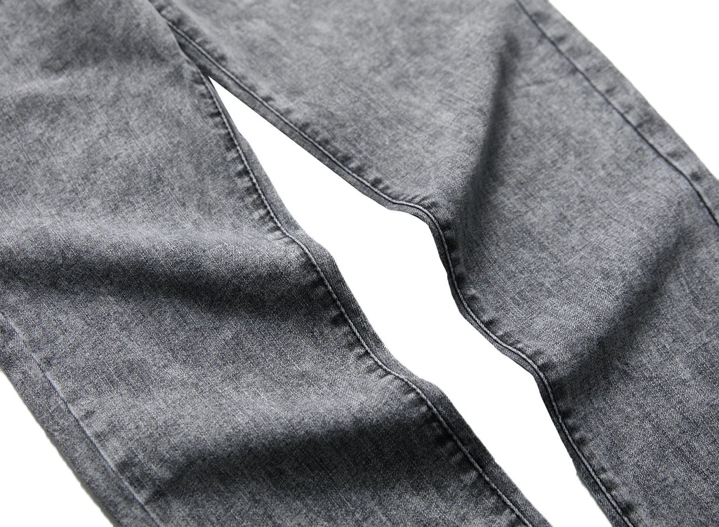 Mid Waist Stretch Jeans Washed Skinny Straight Ankle Length Trousers Men 2024 Streetwear Vintage Folds Denim Pencil Pants