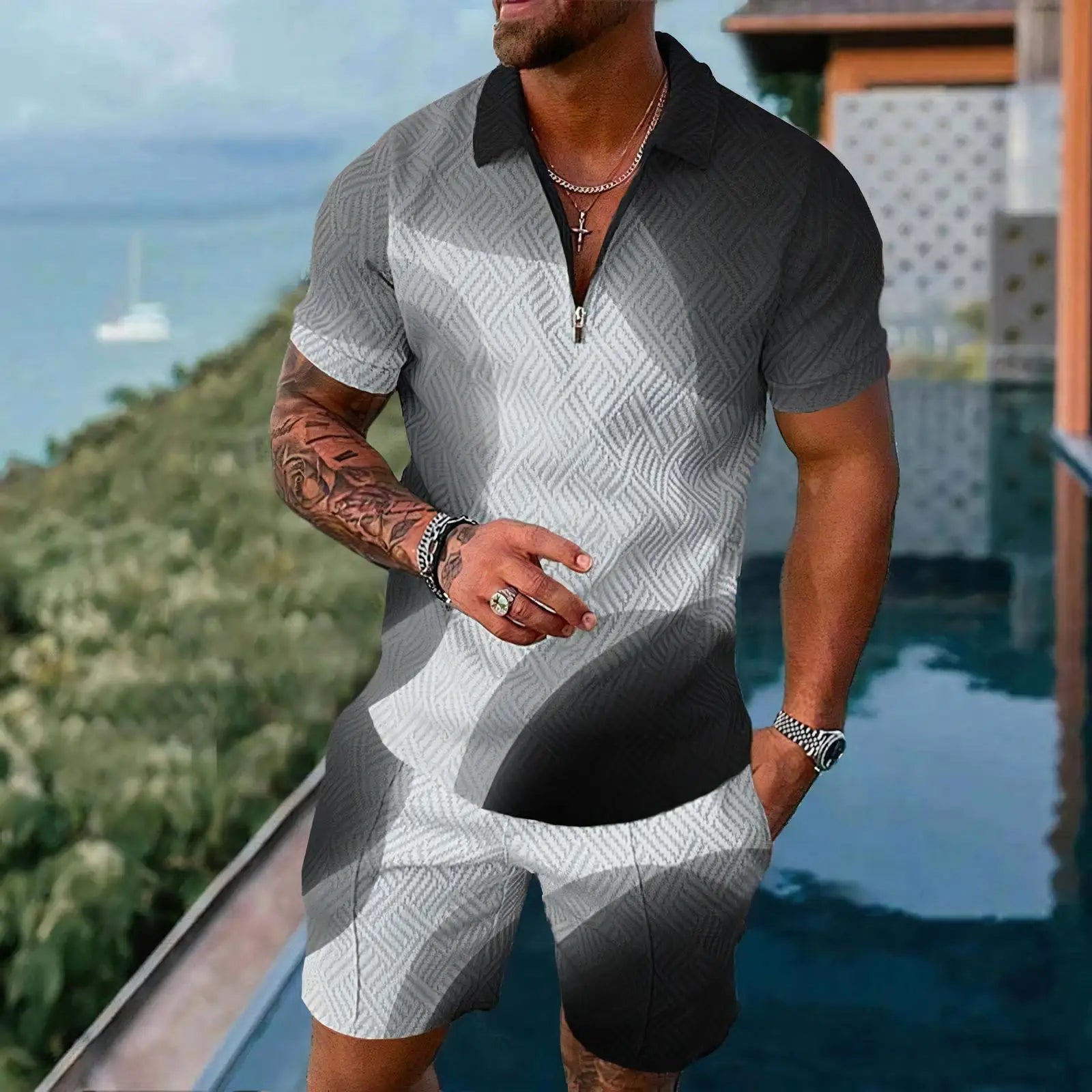 Men's Polo Shirts Short Sleeve Sets