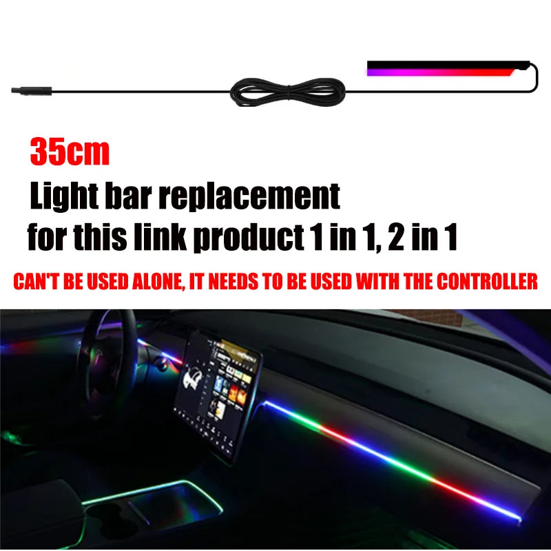 LED Skylight Car Sunroof Ambient Lights Symphony RGB Interior Acrylic Strip USB LED Decoration Atmosphere Lamp Dashboard 110cm