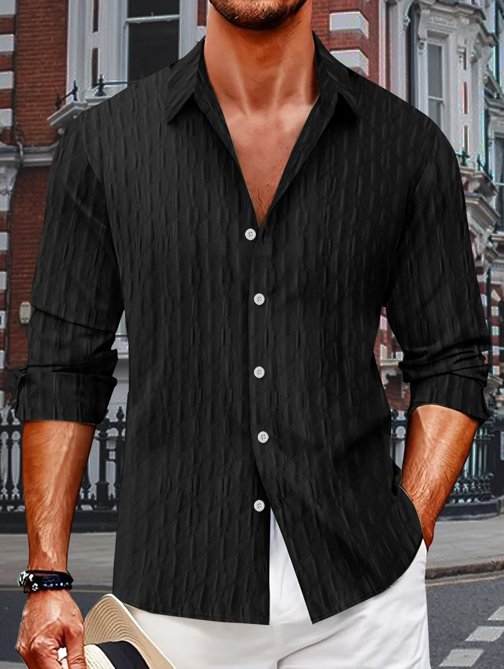 Fall men's British casual fashion shirt