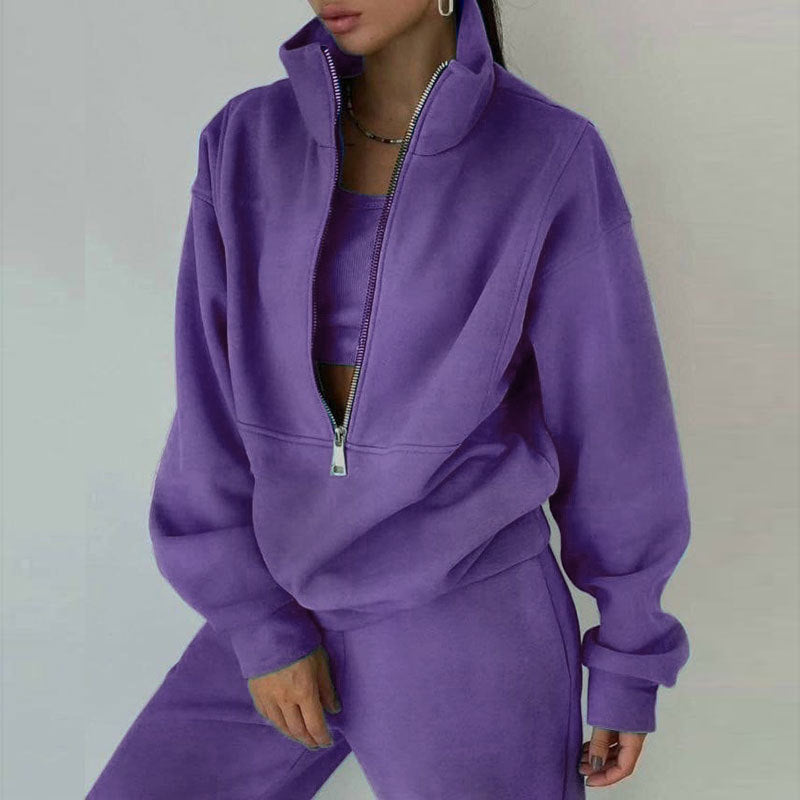 Women's Fleece Two-Piece Sweatshirt and Trousers Set