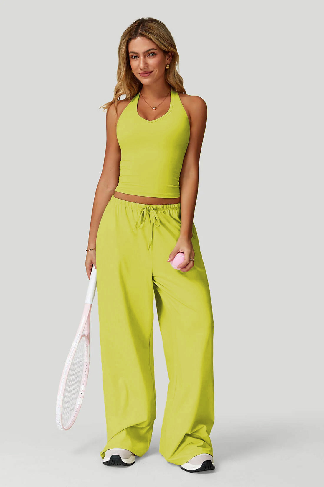 Sleeveless Vest and Wide-Leg Pants Set