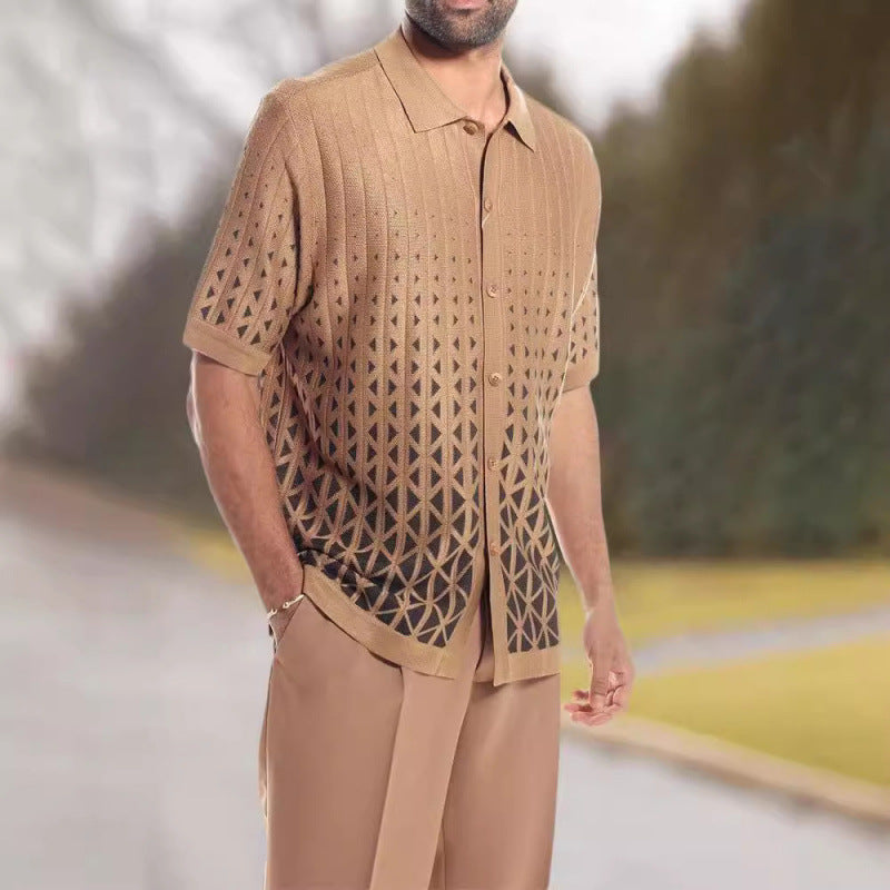 Spring and summer casual beach-style shirt set