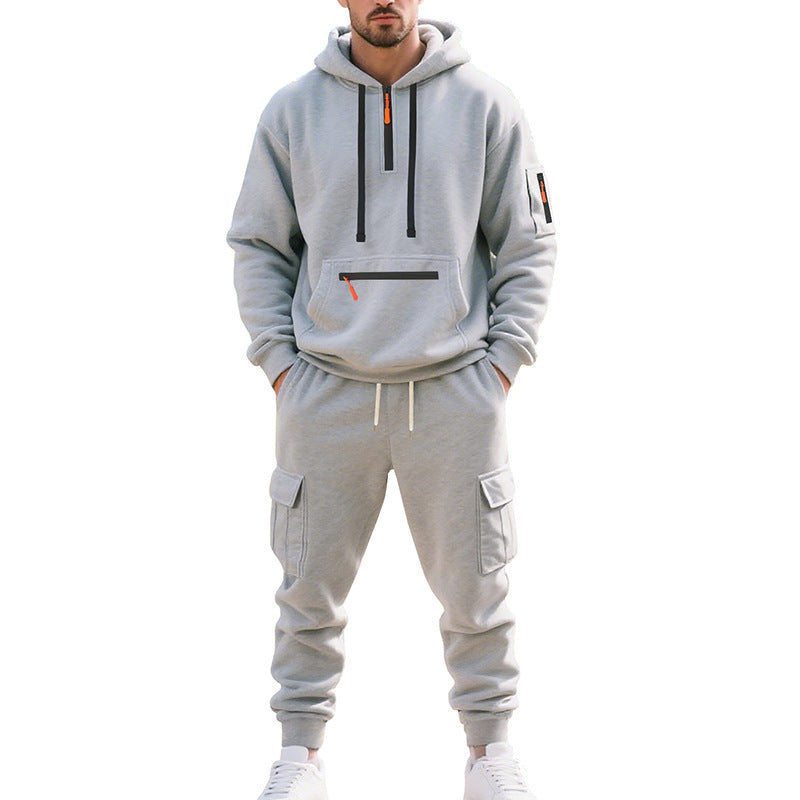 Plus-size fleece-lined loose-fitting casual sportswear set