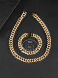 Men's Geometric Cuban Chain Necklace Bracelet Set