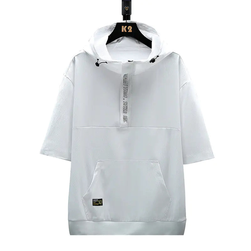 Summer Sports Hooded Ice Silk T-shirt