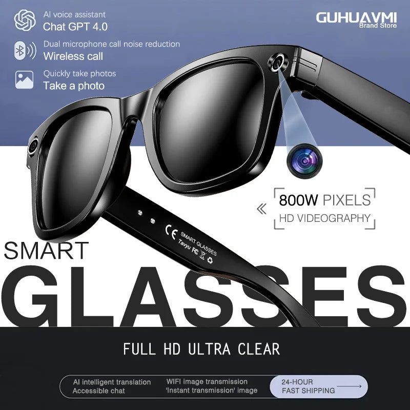 New 8MP Camera Smart Glasses Photography Video AI Intelligent Interactive Translation Call Smart Sunglasses Men Women Eyeglass