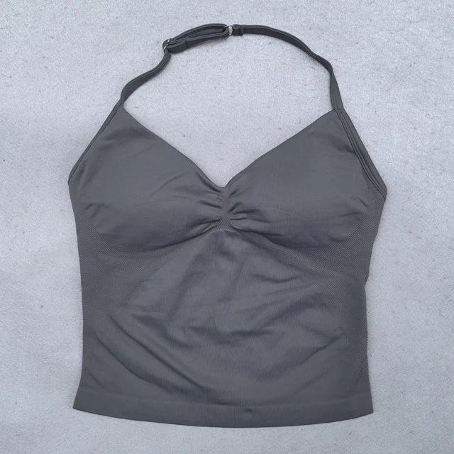 2 Pieces Yoga Set Women Backless Halter Tops High Waist Seamless Shorts Gym Suit Fitness Clothes Sportswear Workout Sets