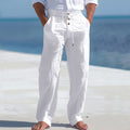 Linen Drawstring Pants Straight Leg Casual Trousers