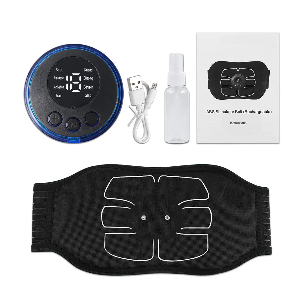 ABS Electric Muscle Stimulator EMS Abdominal Toning Belt Toner Fitness Back Massager Waist Trainer Body Slimming Shaping Machine