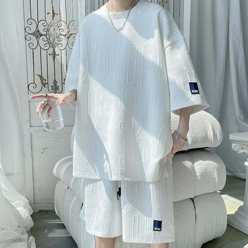 The Letter Jacquard Short-sleeved T-shirt Shorts