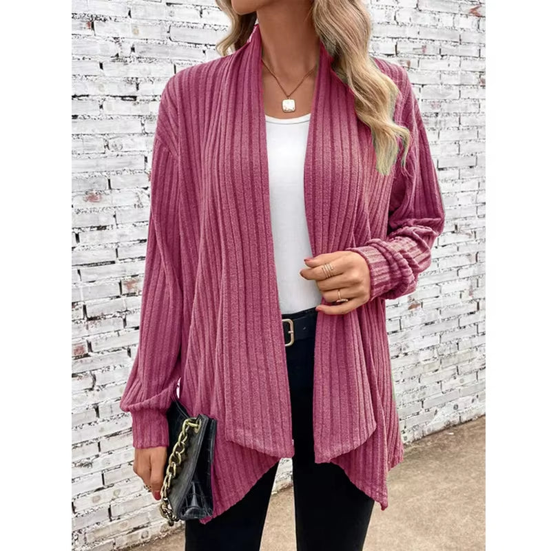 Women's   Elegant Ribbed Cardigan Jacket 