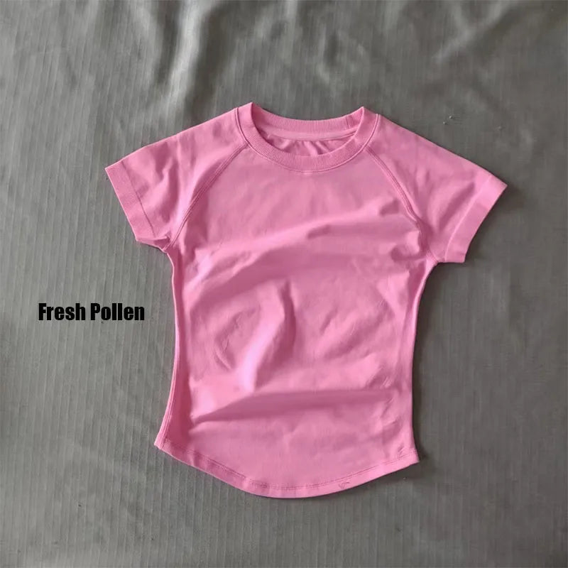 PHGYL Impact Short Sleeve Top Women Running Sports T Shirt Summer Short Sleeve Round Neck Breathable Stretchy Gym Yoga Fitness