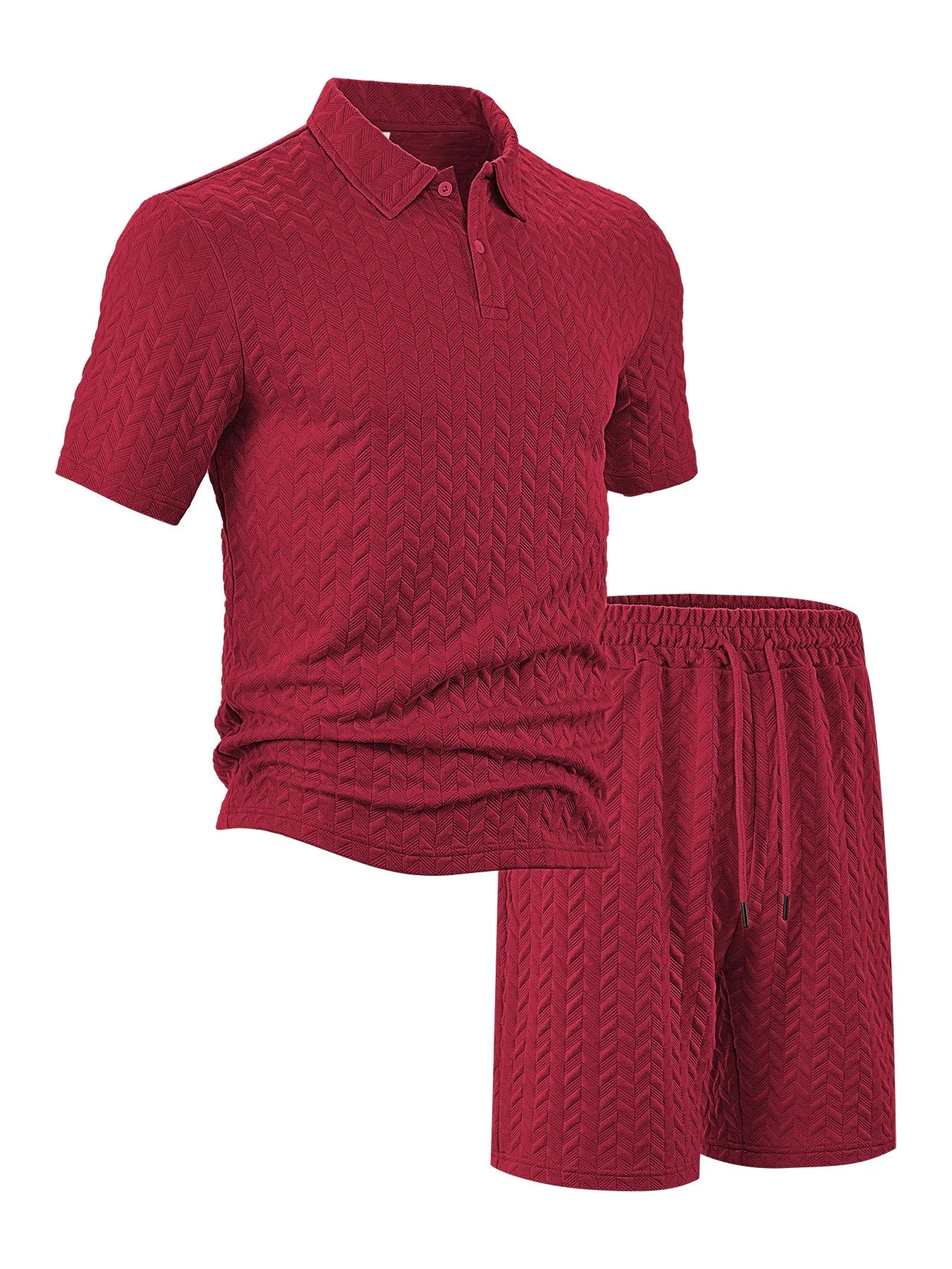 Men's new jacquard fabric summer short-sleeved and shorts set