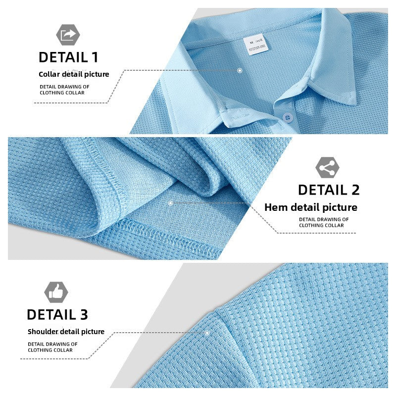 Mens Waffle Texture Polo Shirt