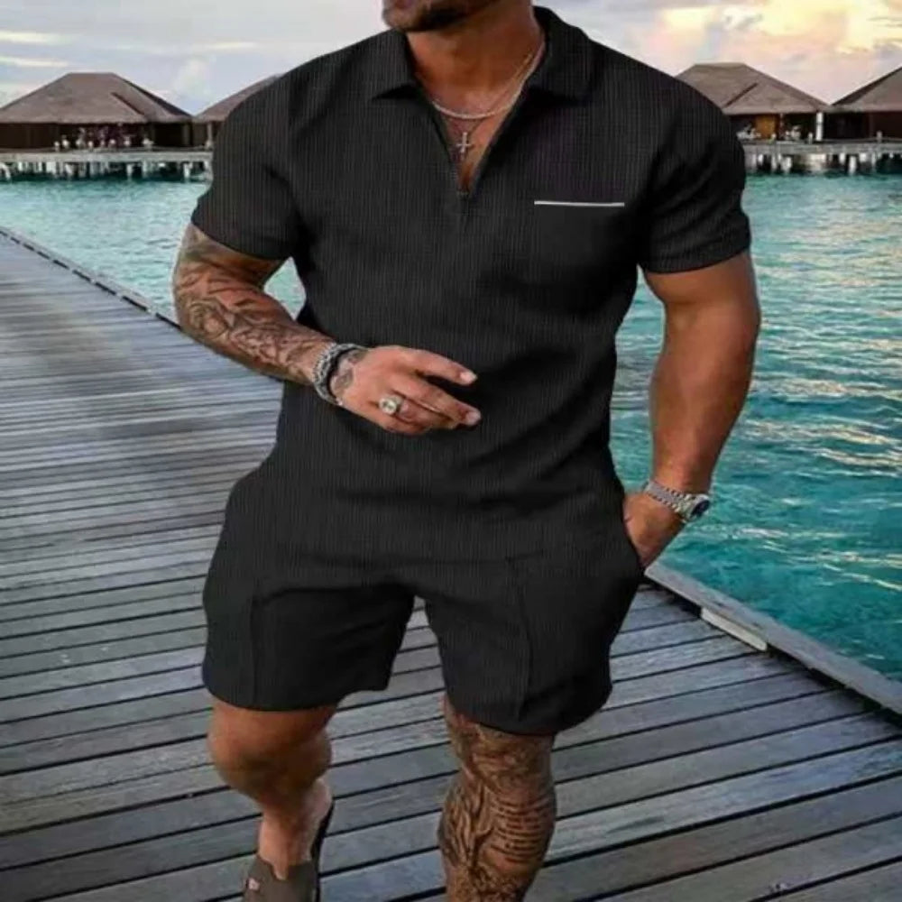 Men's summer casual sportswear set POLO shirt short