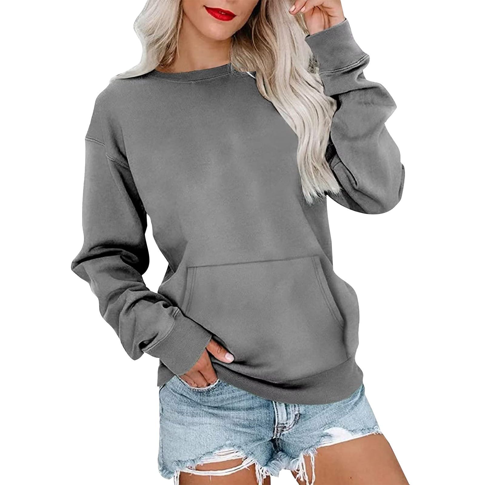 YUTANRAL Halloween SweatshirtHoliday Tops for Women Fall Tops for Women 2024 People FreedupeLadies Tops and Blouses Sweaters for Women Amazon Compras Fall Outfits for Women 2024(Aa-GrayXL)