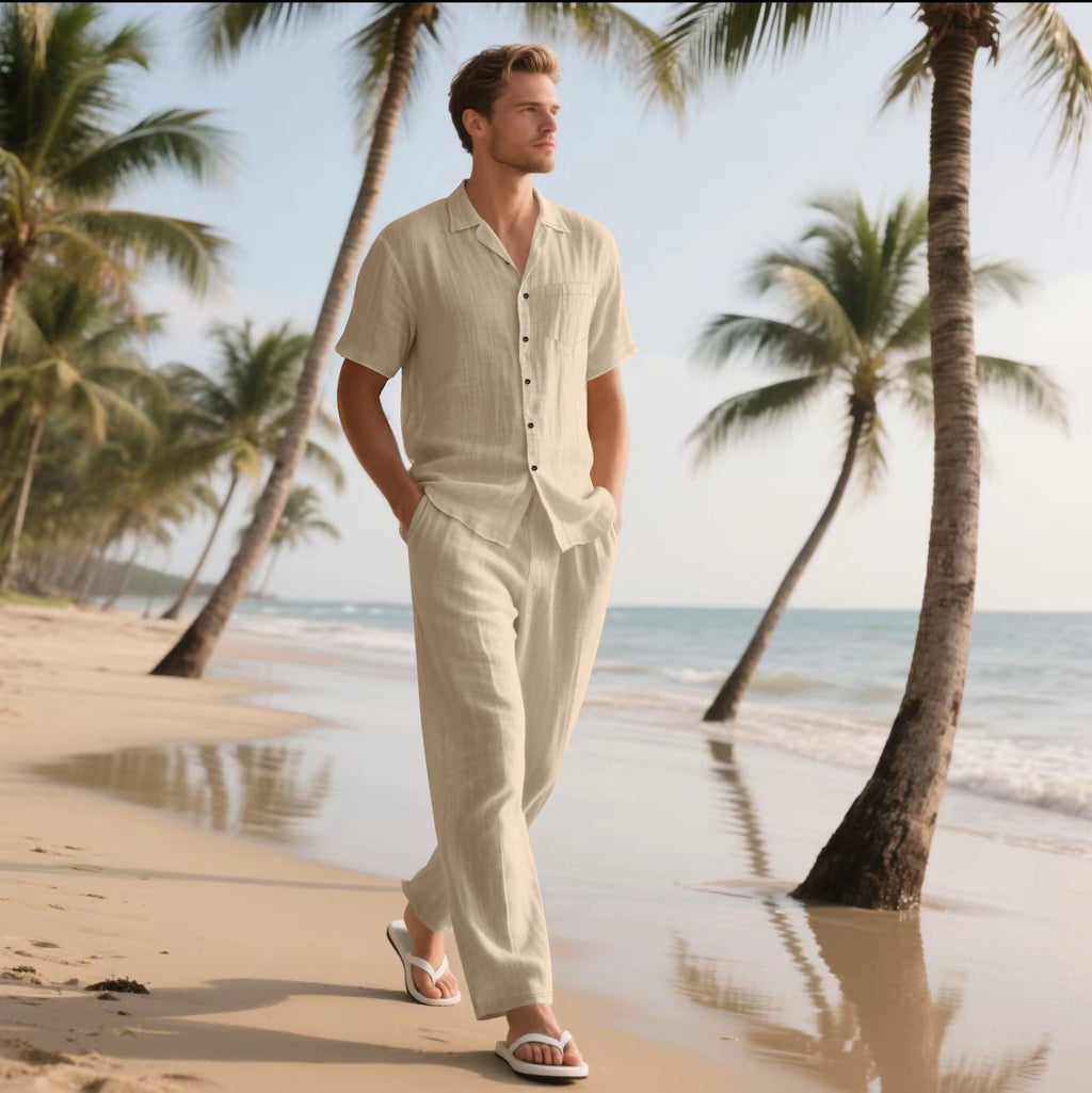 Men's Casual Linen Short-Sleeved Shirt