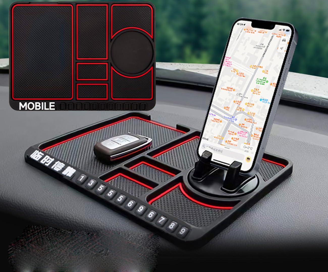 Zorratin Multifunction Car Anti-Slip Mat Auto Phone Holder Anti Skid Dashboard Pad