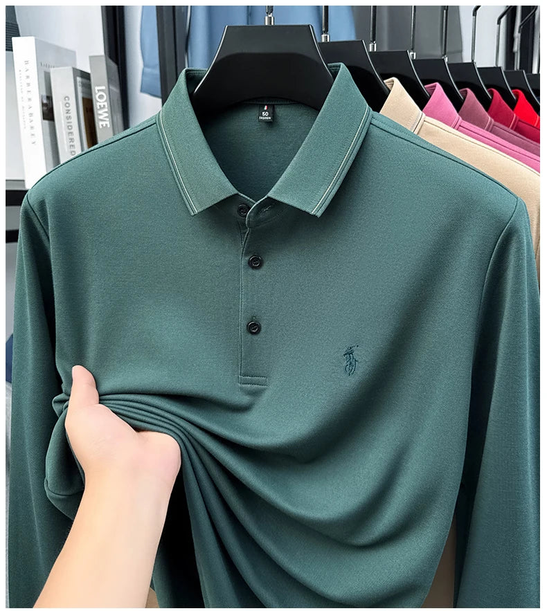 High End Long Sleeved T-shirt, Autumn New Product, Men's Polo Shirt, Middle-aged Base Top